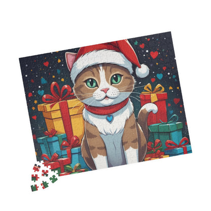 Christmas Cat with Santa Hat Jigsaw Puzzle