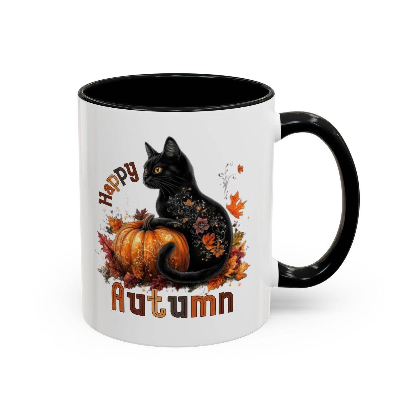 Happy Autumn Black Cat Mug