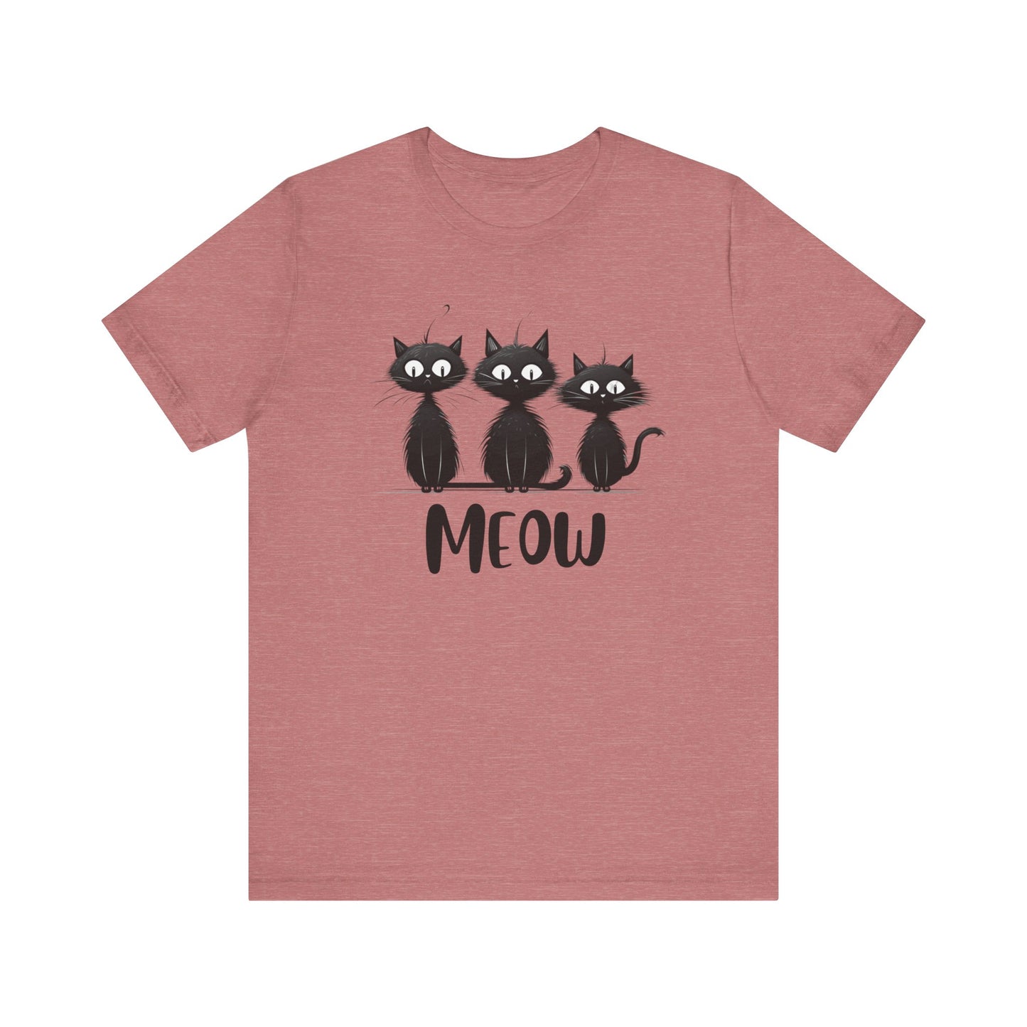 Minimalist Black Quirky Cats Meow Shirt