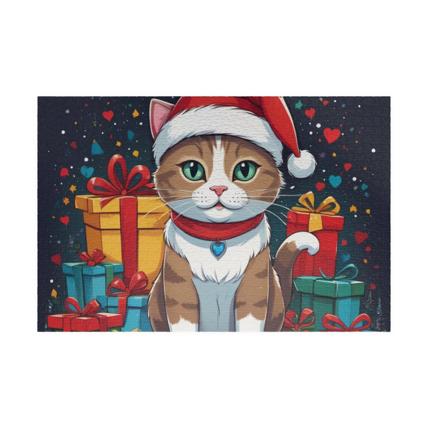 Christmas Cat with Santa Hat Jigsaw Puzzle