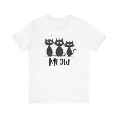 Minimalist Black Quirky Cats Meow Shirt