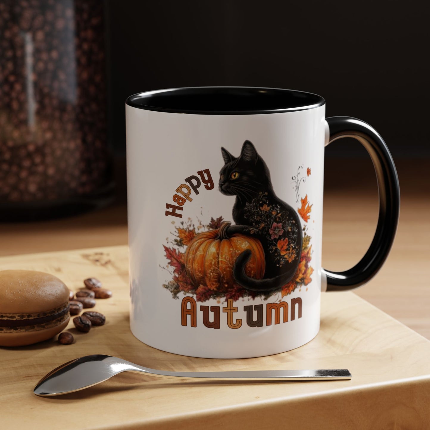 Happy Autumn Black Cat Mug