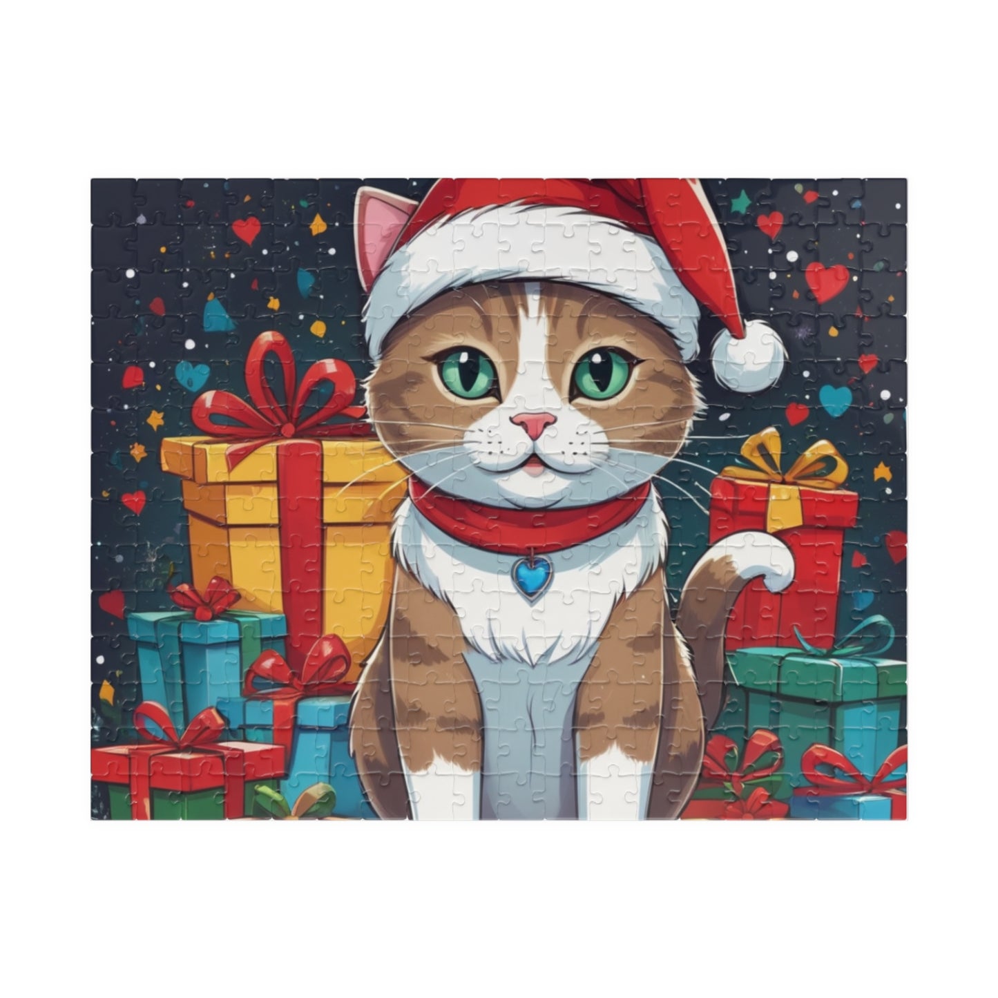 Christmas Cat with Santa Hat Jigsaw Puzzle