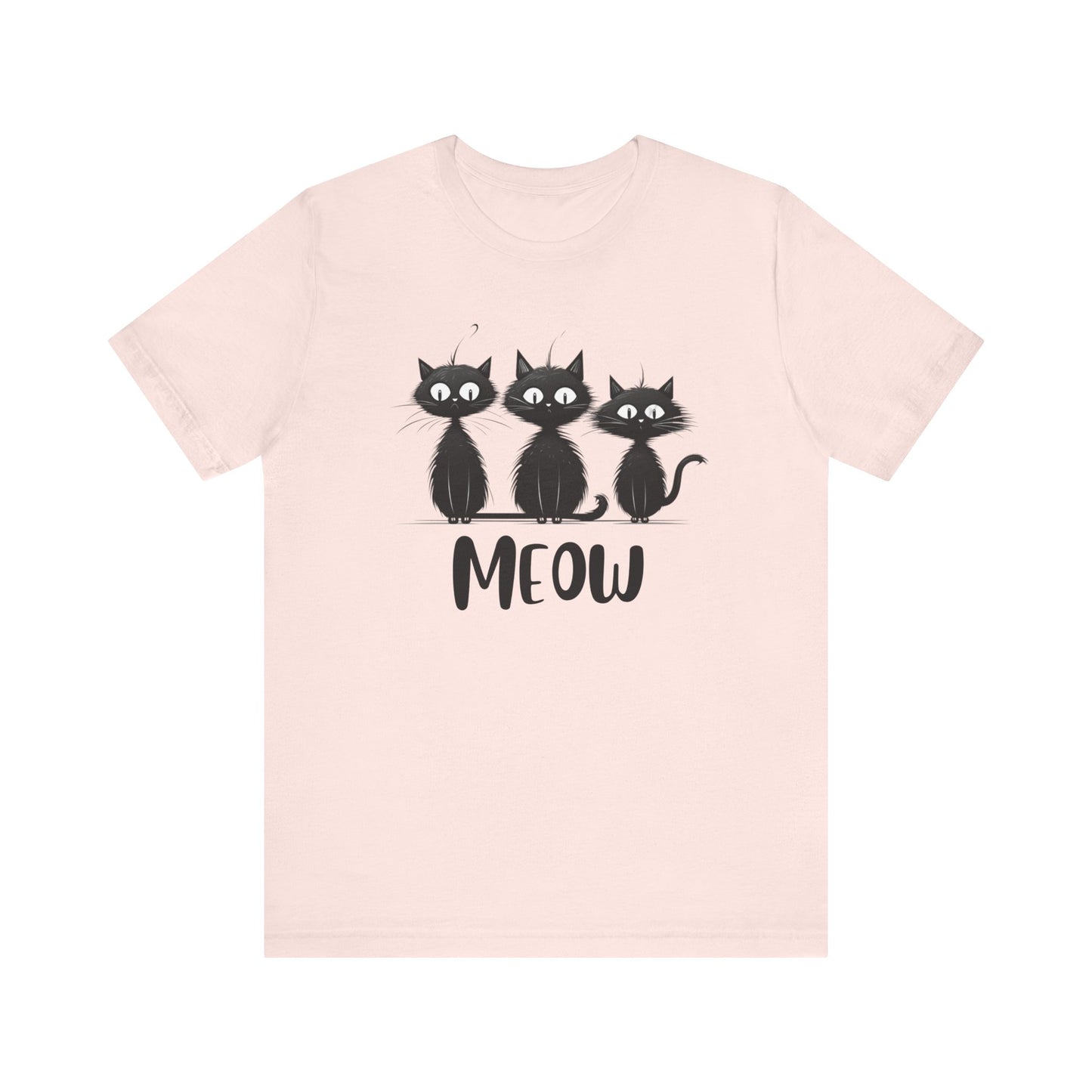 Minimalist Black Quirky Cats Meow Shirt