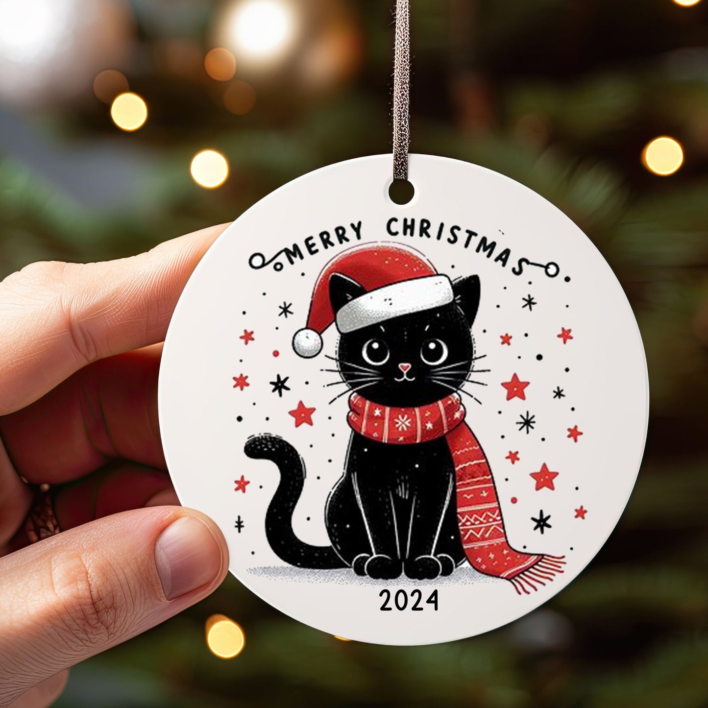 Black Cat Christmas 2024 Ornament