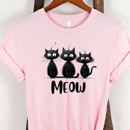 Minimalist Black Quirky Cats Meow Shirt