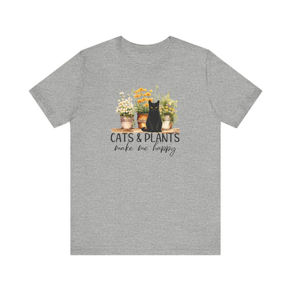 Cat T-Shirt - Cats & Plants Make Me Happy