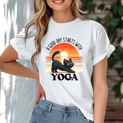 A Good Day Starts With Yoga Cat Shirt