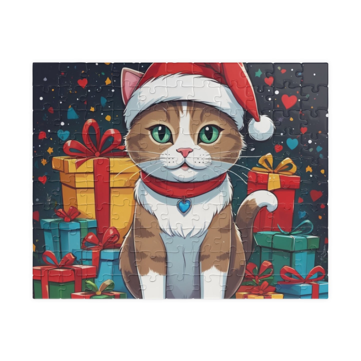 Christmas Cat with Santa Hat Jigsaw Puzzle