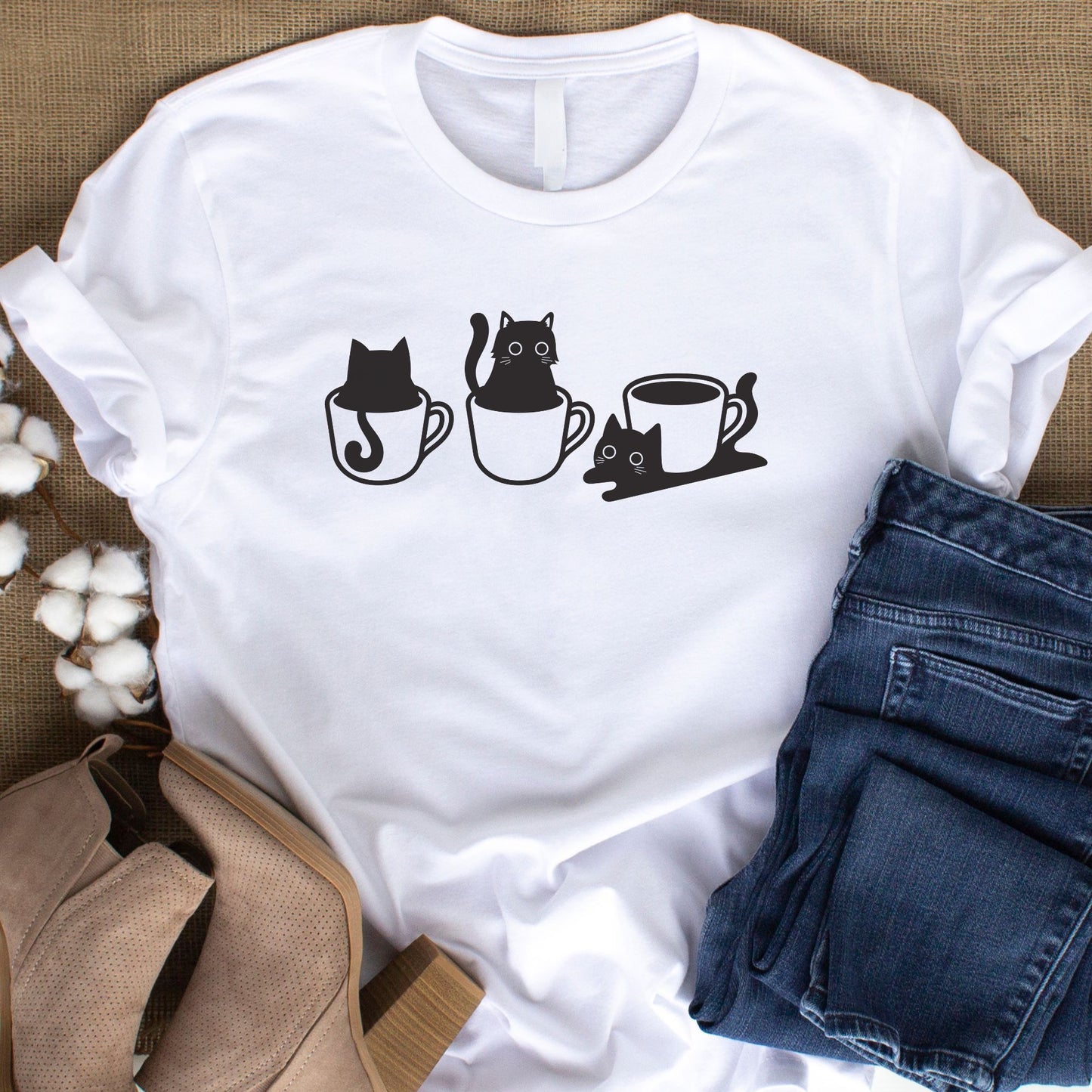 Funny Black Cat In The Cup Shirt