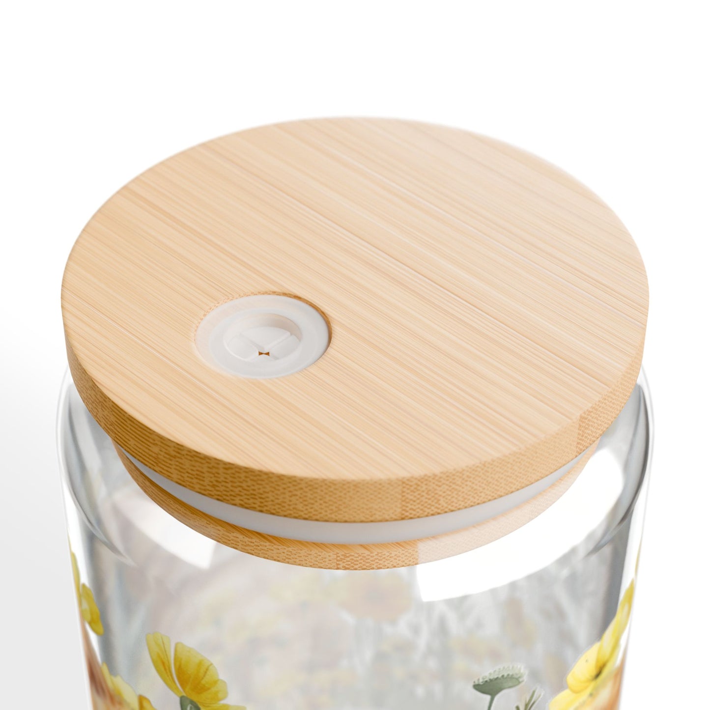 Tabby Cat Floral Jar Glass with Lid