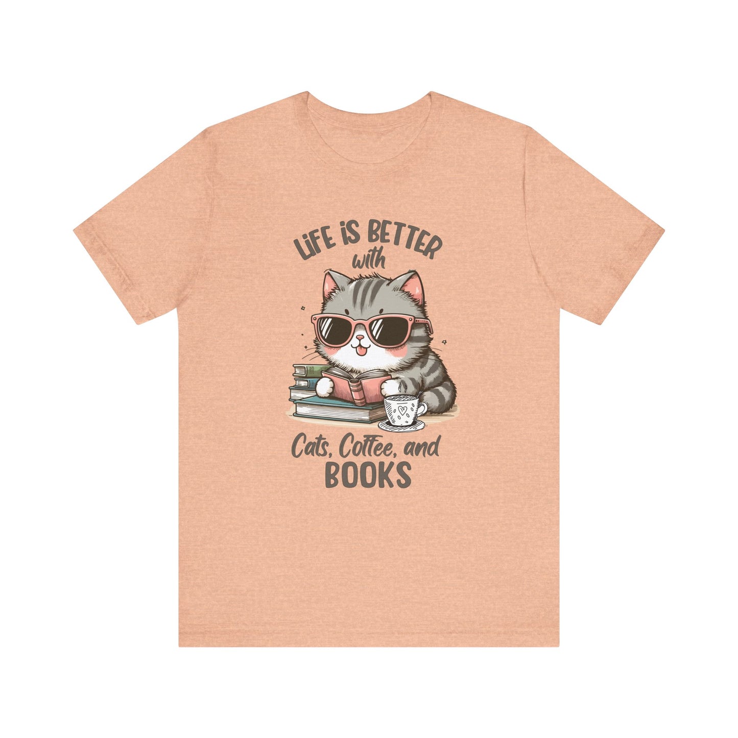 Cat Coffee Books Tee