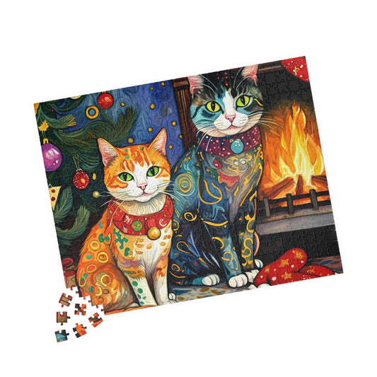 Artistic Christmas Cats Jigsaw Puzzle