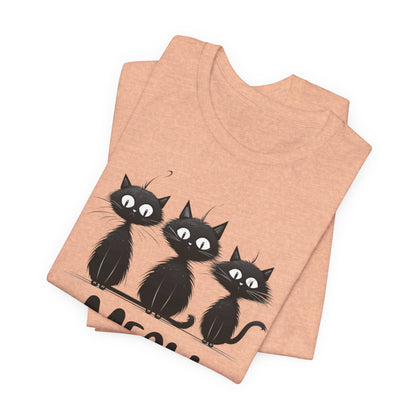 Minimalist Black Quirky Cats Meow Shirt