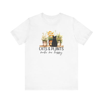 Cat T-Shirt - Cats & Plants Make Me Happy