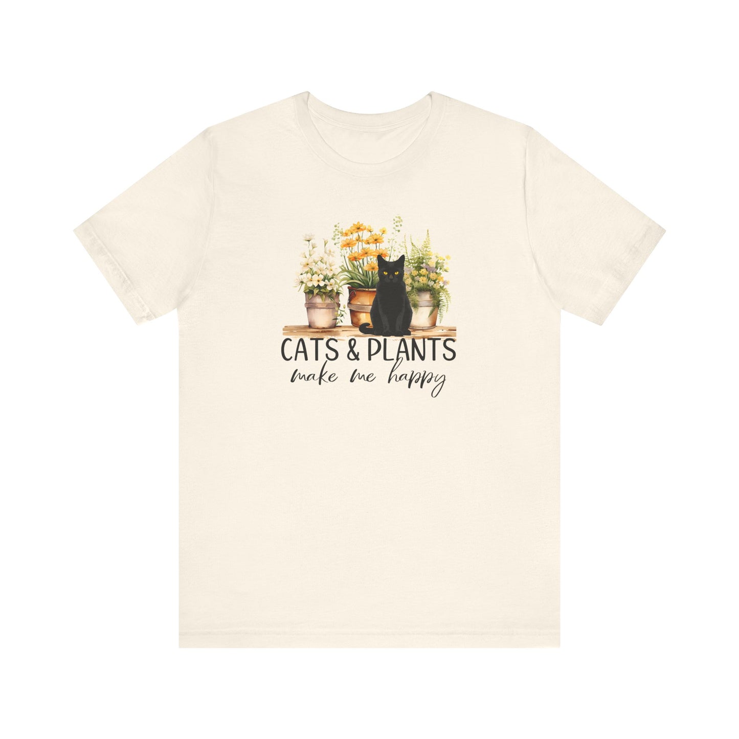 Cat T-Shirt - Cats & Plants Make Me Happy