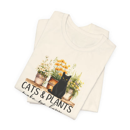 Cat T-Shirt - Cats & Plants Make Me Happy