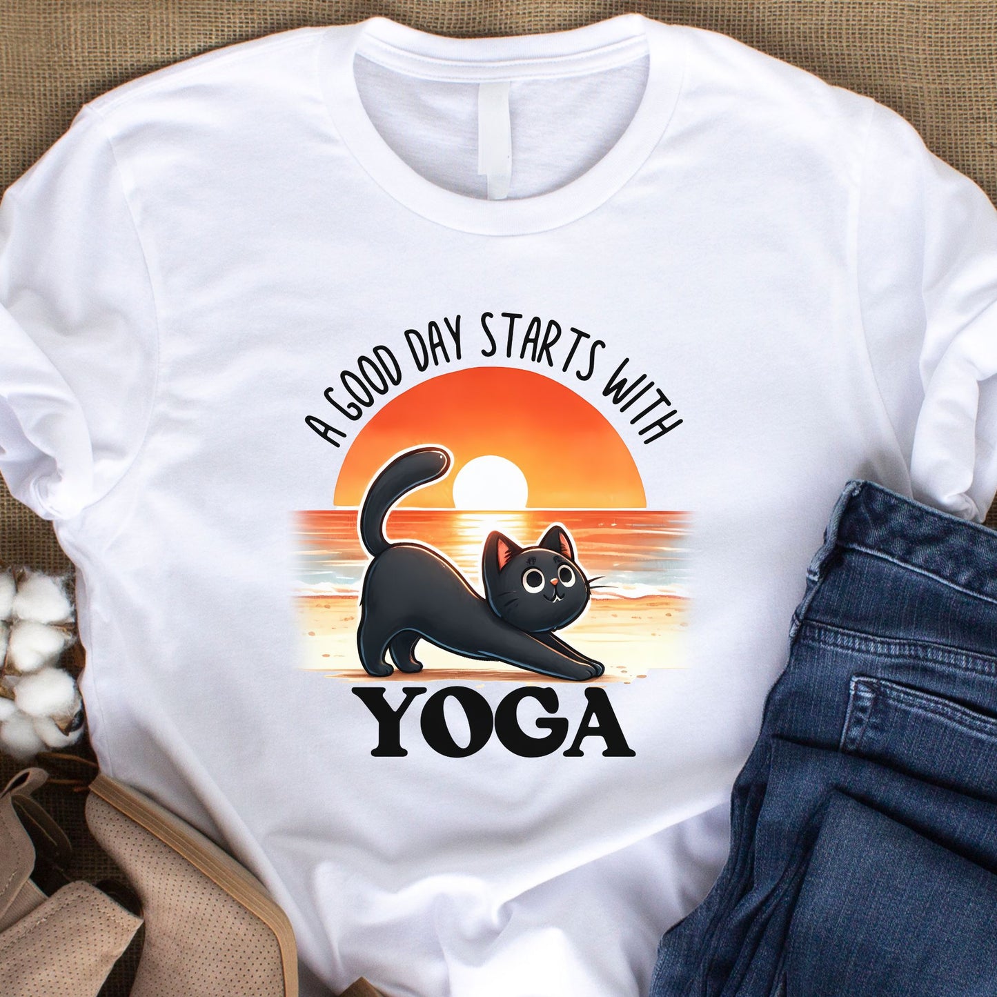 A Good Day Starts With Yoga Cat Shirt