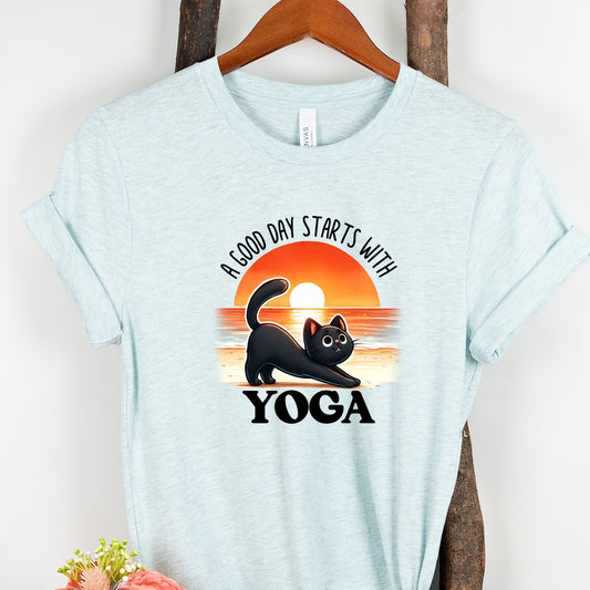 A Good Day Starts With Yoga Cat Shirt