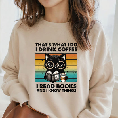 Cats, Coffee, and Books Funny Cat Sweatshirt