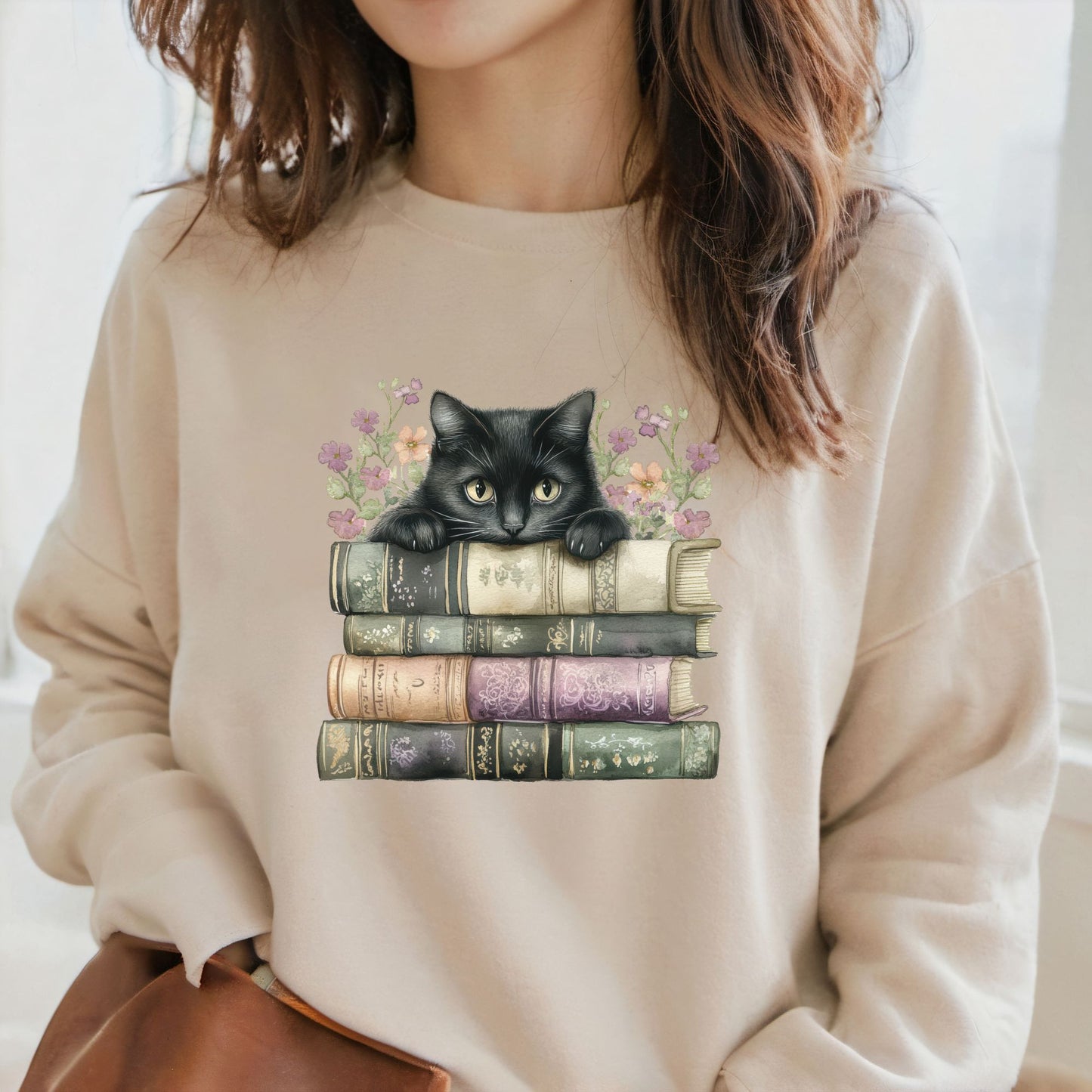 Black Cat and Books Sweatshirt