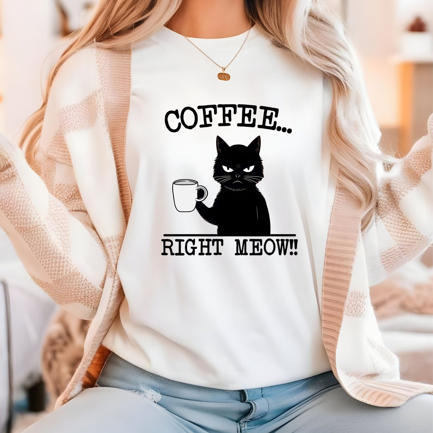 Coffee Right Meow-Funny Cat Tee