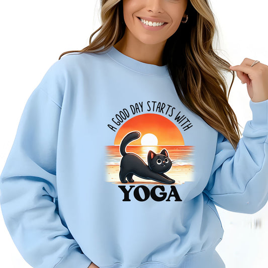 A Good Day Starts With Yoga Cat Sweatshirt