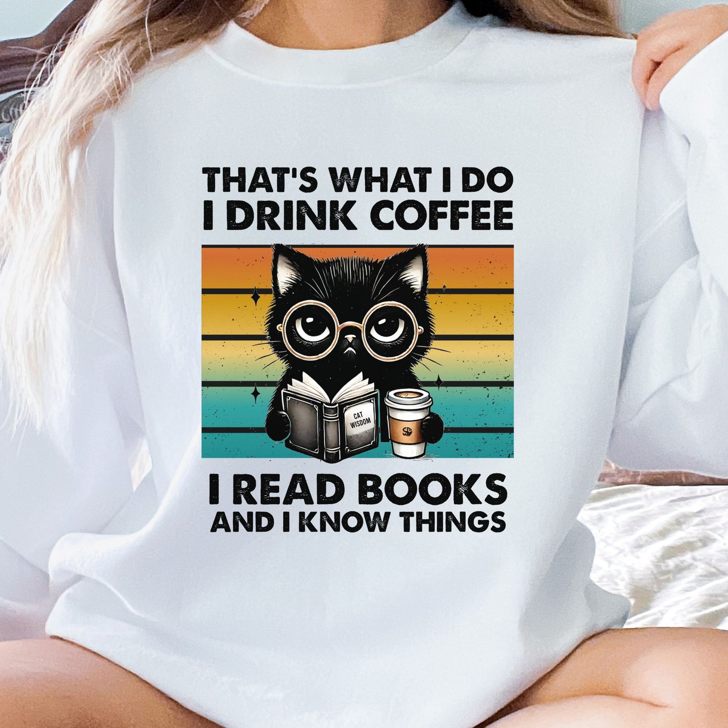 Cats, Coffee, and Books Funny Cat Sweatshirt