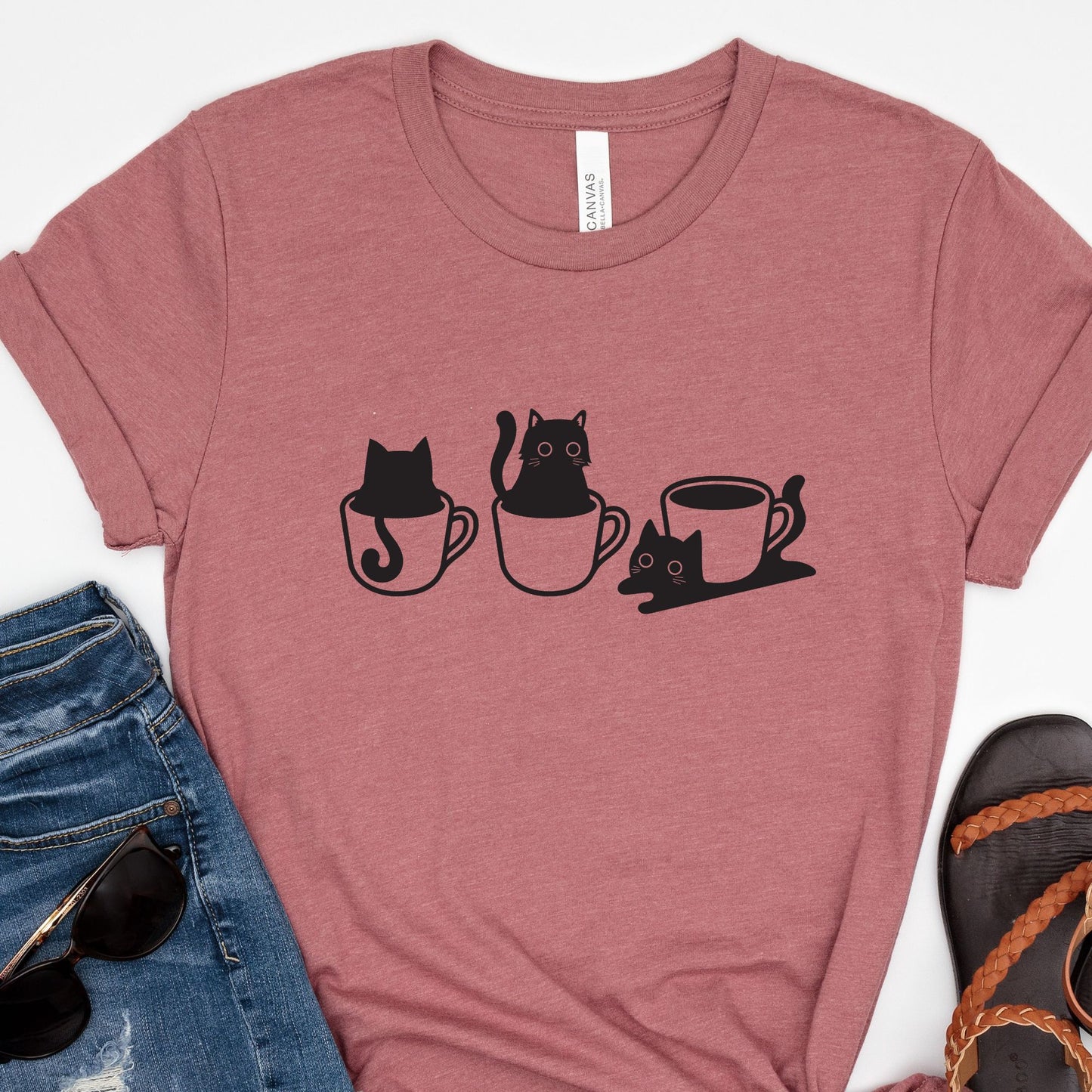 Funny Black Cat In The Cup Shirt