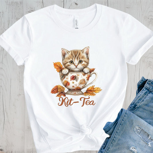 Kit-Tea Cat Shirt, Autumn Cat