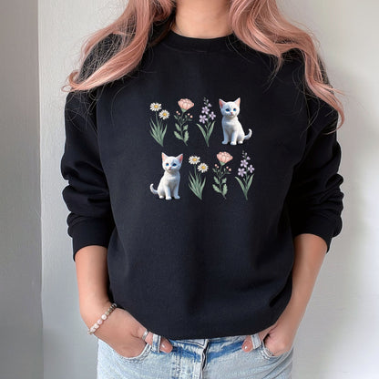 Boho Flowers and Cats Sweatshirt