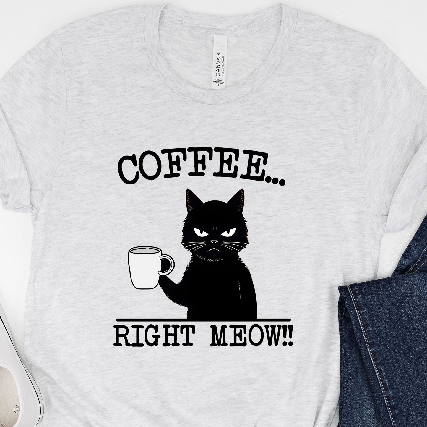 Coffee Right Meow-Funny Cat Tee