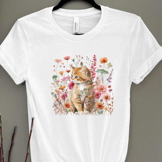 Cottage Core Floral Cat Shirt