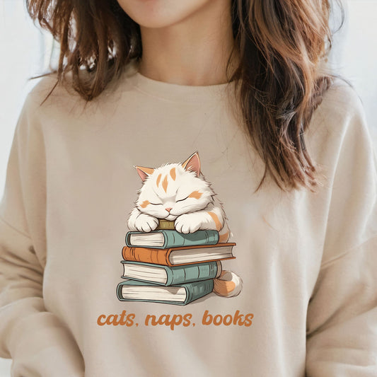 Vintage Cats, Naps, Books Cat Sweatshirt