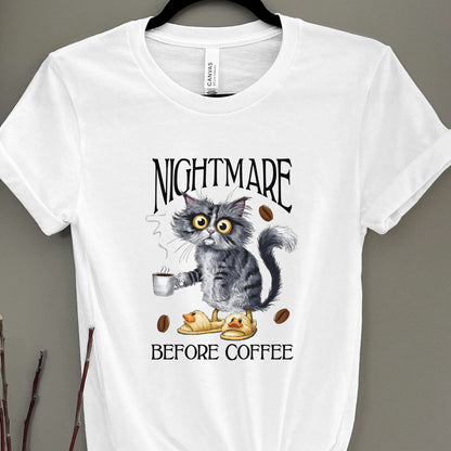 Nightmare Before Coffee Funny Cat Shirt