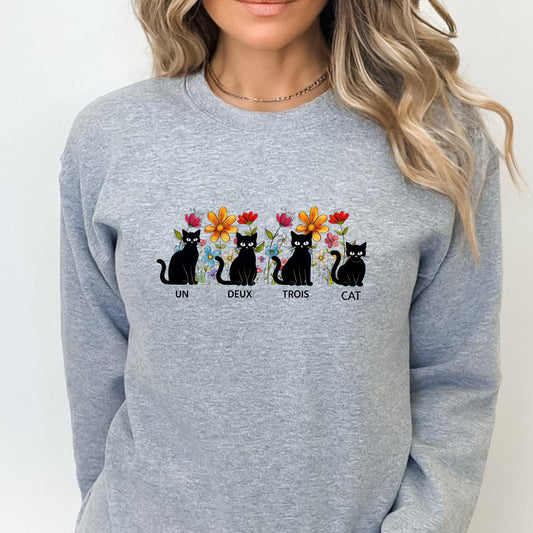 Un, Deux, Trois, Cat, Funny Cat Sweatshirt