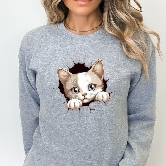 Cute Peeking Cat Sweatshirt