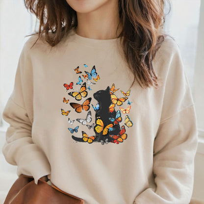 Black Cat Butterflies Sweatshirt