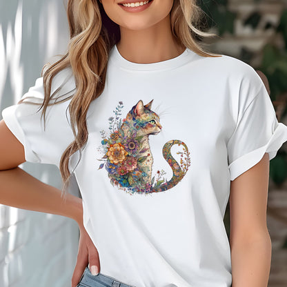 Colorful Floral Cat Shirt