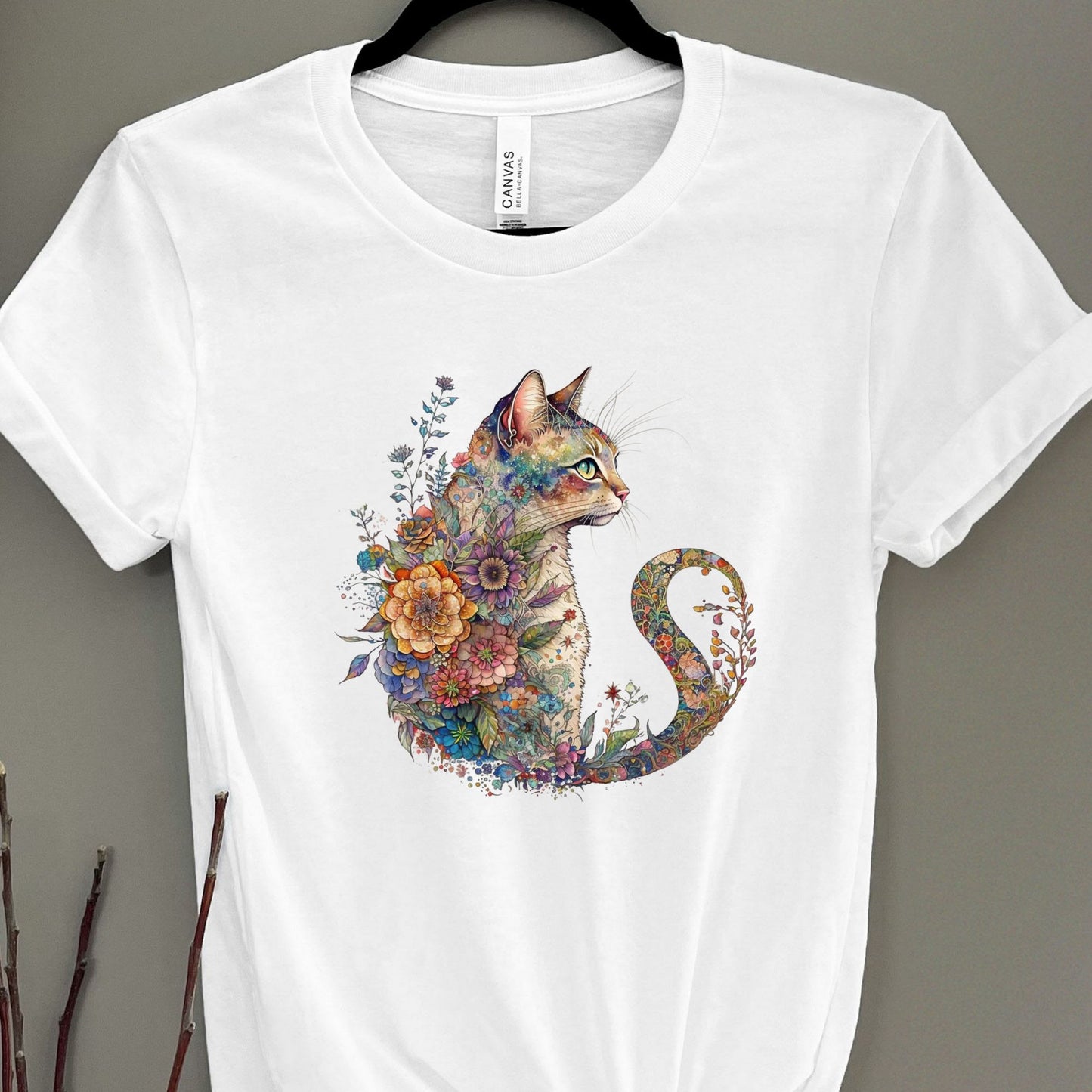 Colorful Floral Cat Shirt