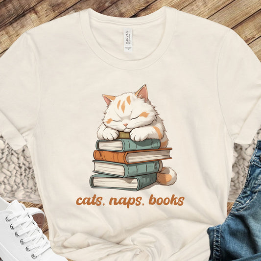 Vintage Cats, Naps, and Books Cat Shirt