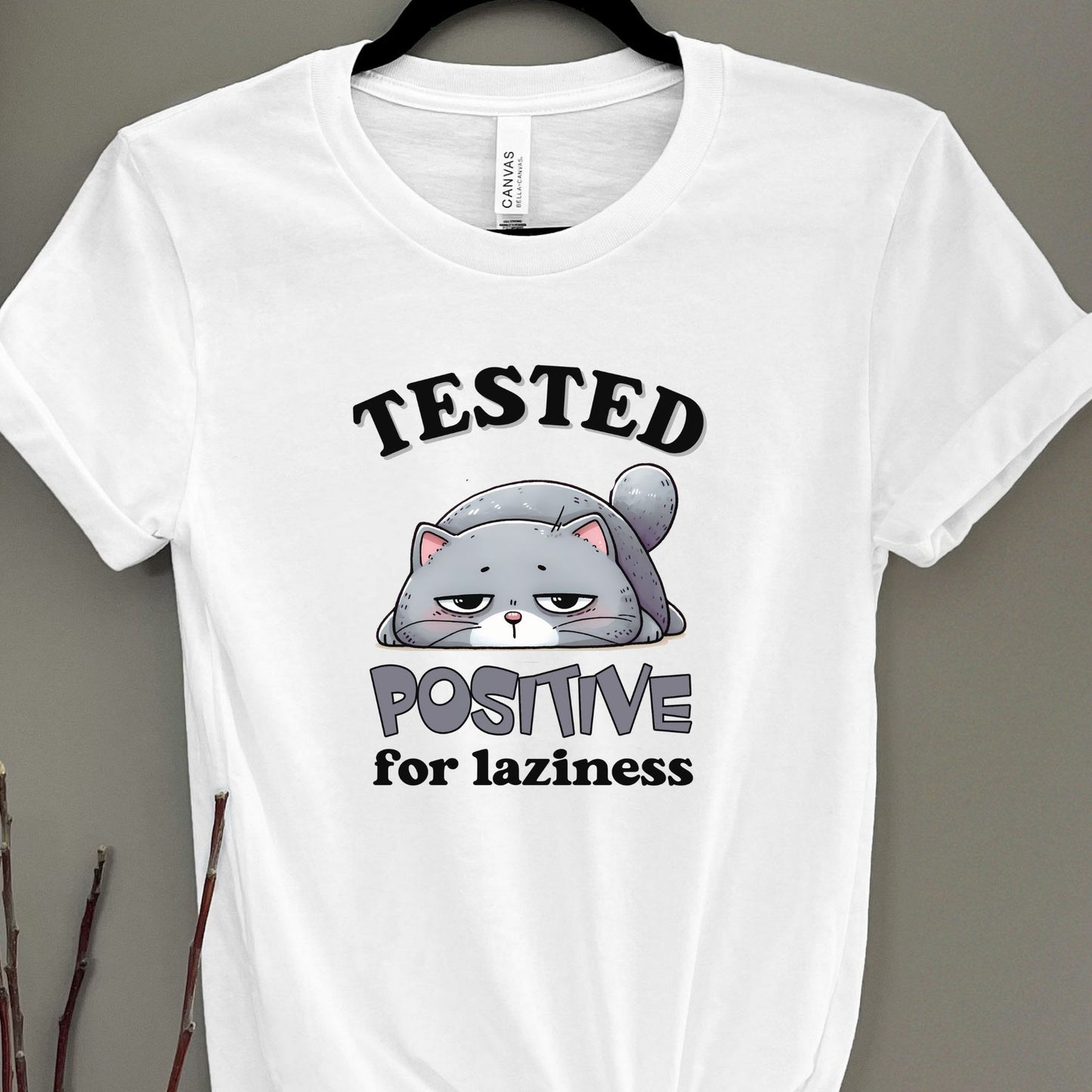 Tested Positive For Laziness Funny Cat Shirt