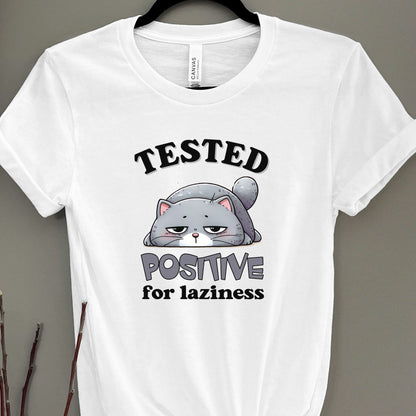 Tested Positive For Laziness Funny Cat Shirt