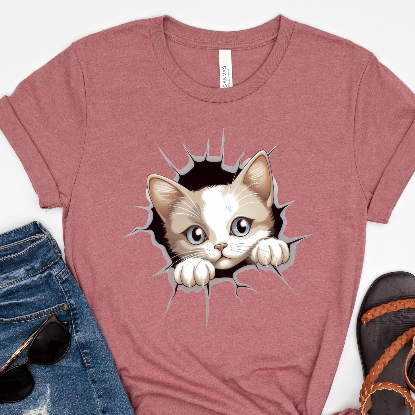 Cute Peeking Cat Shirt