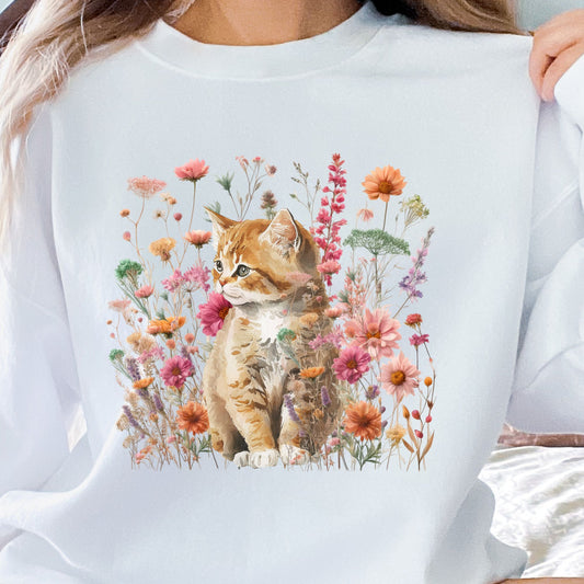 Cottage Core Floral Cat Sweatshirt