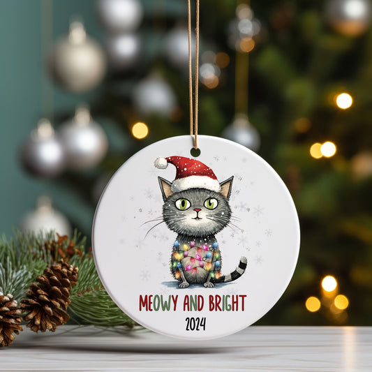 Meowy And Bright Cat Christmas Ornament